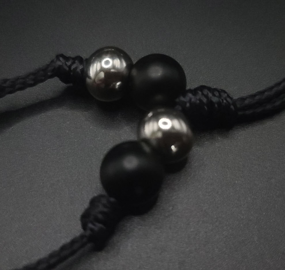 Matte Black Onyx & Stainless Steel Komboloi - Greek Worry Beads