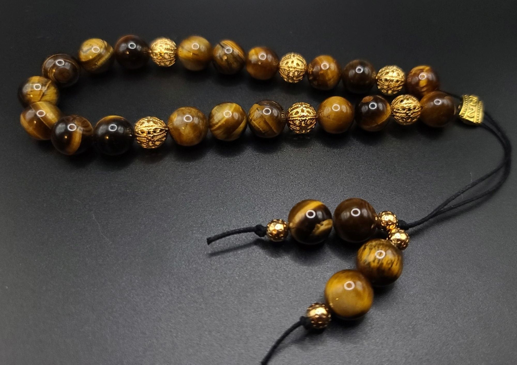 Tiger Eye komboloi with 19 beads of hotsell 15x10mm diameter.