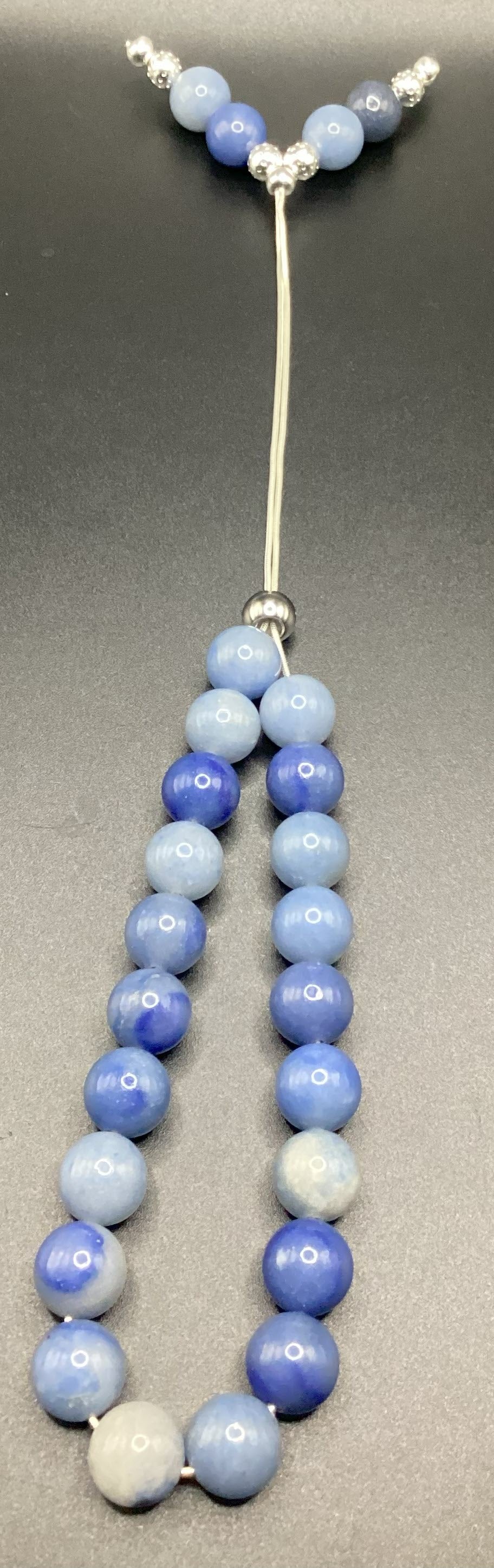 Blue Aventurine on Sterling Silver Komboloi - Greek Worry Beads