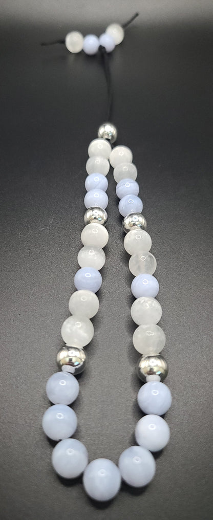 Selenite & Blue Lace Agate Komboloi - Greek Worry Beads