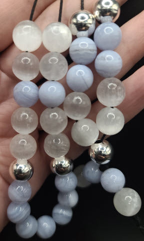 Selenite & Blue Lace Agate Komboloi - Greek Worry Beads