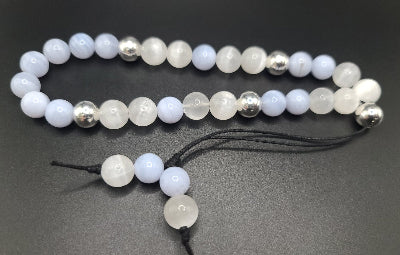 Selenite & Blue Lace Agate Komboloi - Greek Worry Beads