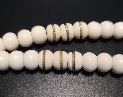 Bone & Brass Inlaid Bone Komboloi