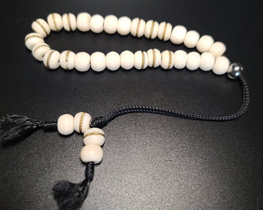 Bone & Brass Inlaid Bone Komboloi