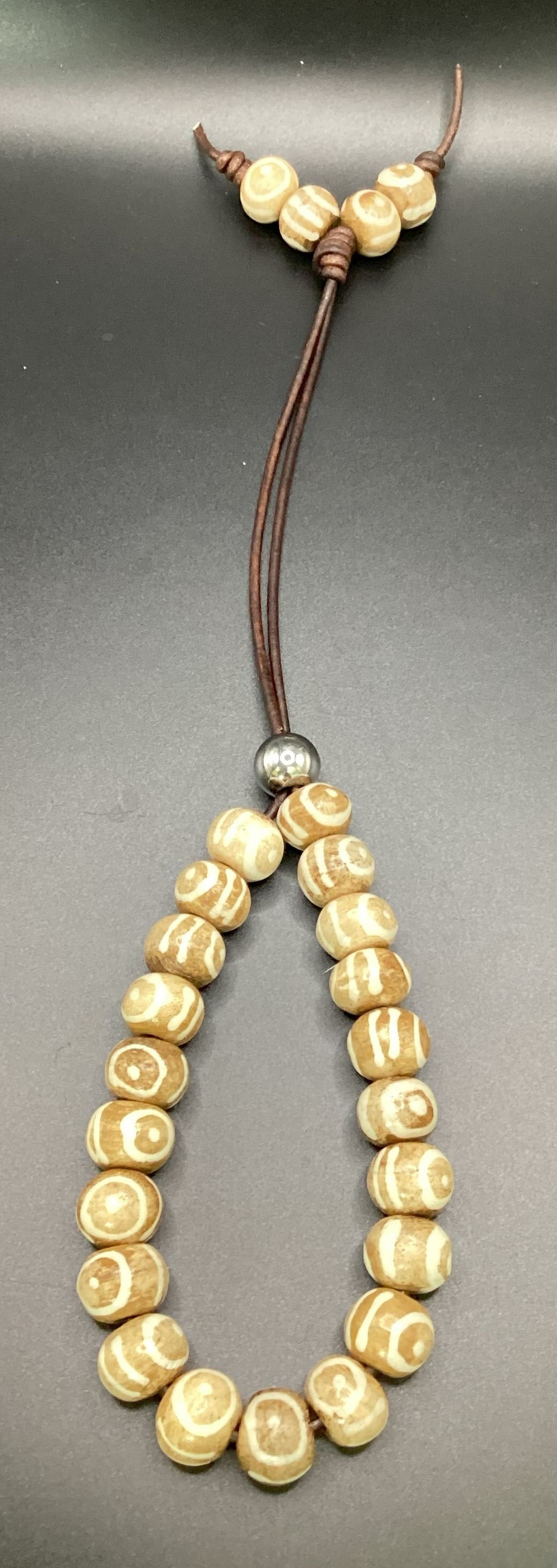 Painted Eye Bone Bead Komboloi - Greek Worry Beads