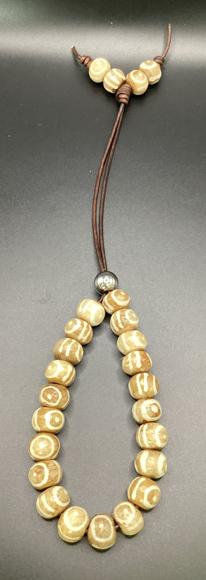 Painted Eye Bone Bead Komboloi - Greek Worry Beads