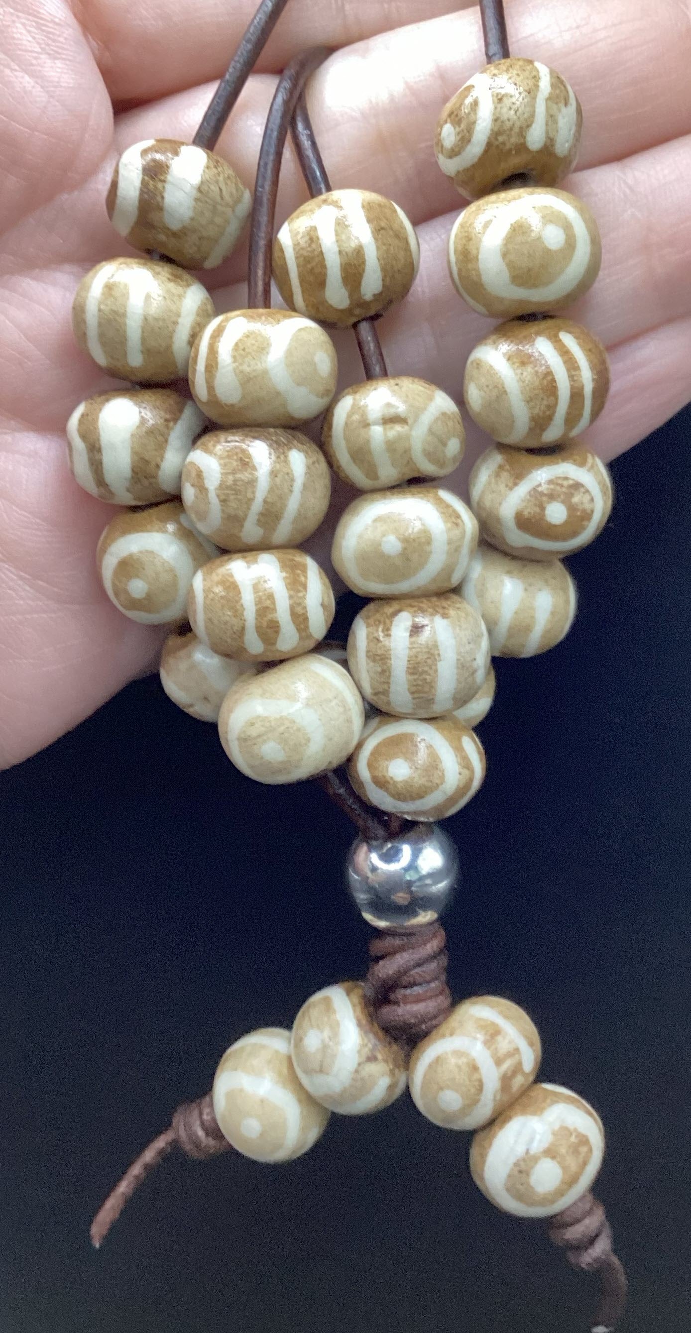 Painted Eye Bone Bead Komboloi - Greek Worry Beads