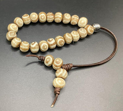 Painted Eye Bone Bead Komboloi - Greek Worry Beads