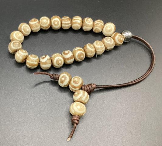 Painted Eye Bone Bead Komboloi - Greek Worry Beads