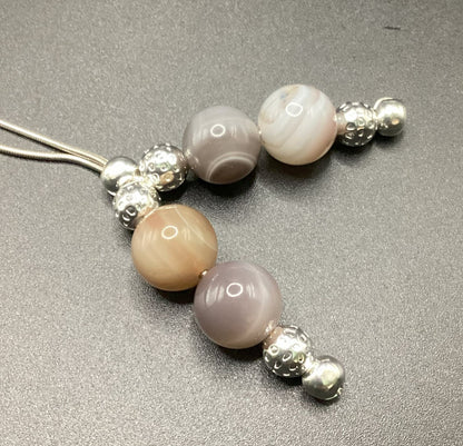 Botswana Agate on Sterling Silver Komboloi - Greek Worry Beads