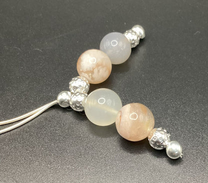 Cherry Blossom Agate on Sterling Silver Komboloi - Greek Worry Beads