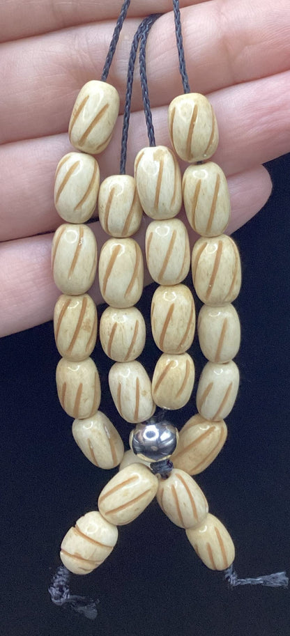 Etched Oval Bone Komboloi - Greek Worry Beads