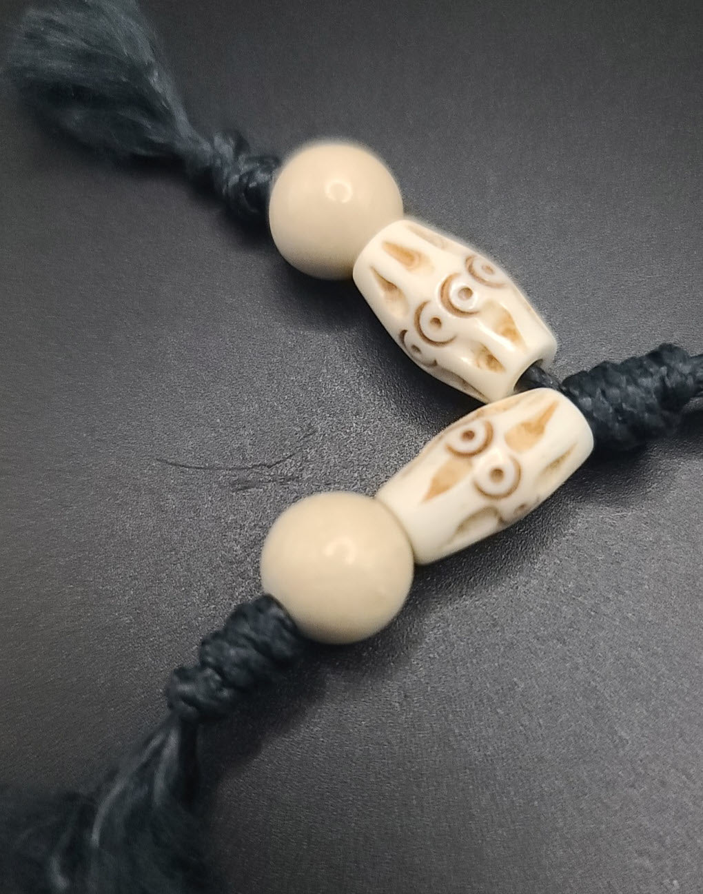 Fossil Jasper & Etched Bone Komboloi - Greek Worry Beads