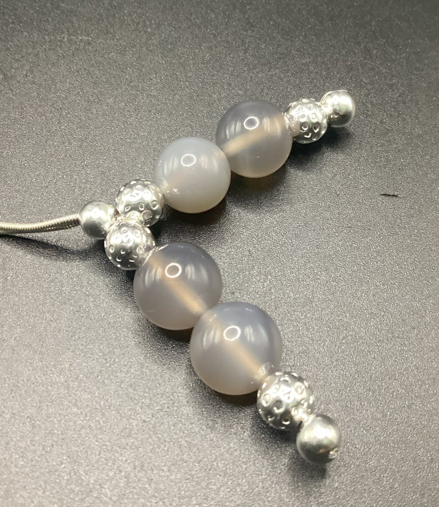 Grey Chalcedony Sterling Silver Komboloi - Greek Worry Beads