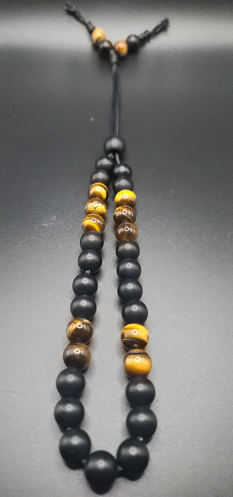 Matte Black Onyx & Tiger Eye Komboloi - Greek Worry Beads