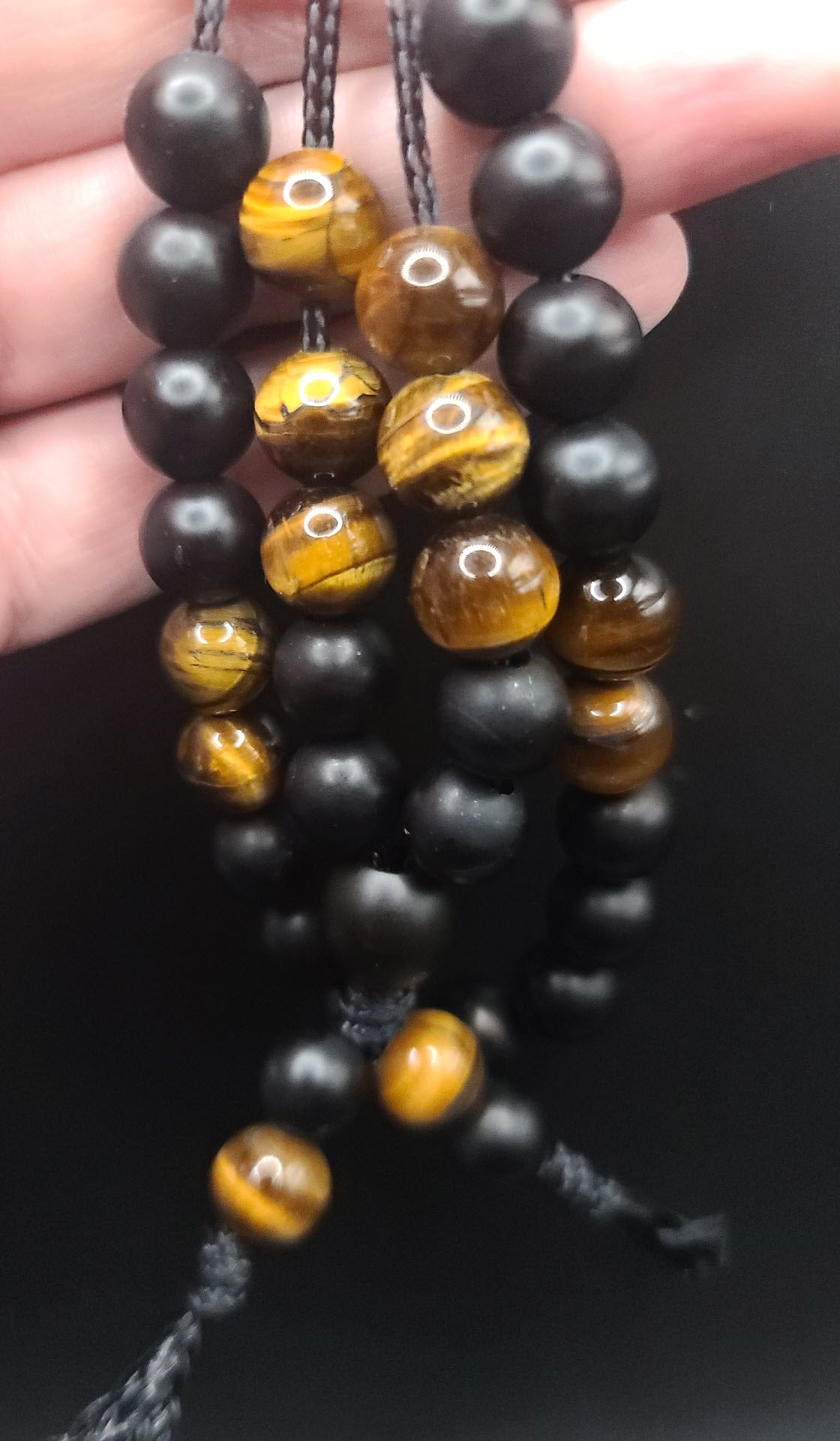 Matte Black Onyx & Tiger Eye Komboloi - Greek Worry Beads