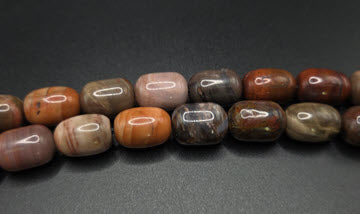 Petrified Wood Barrel Komboloi - Greek Worry Beads
