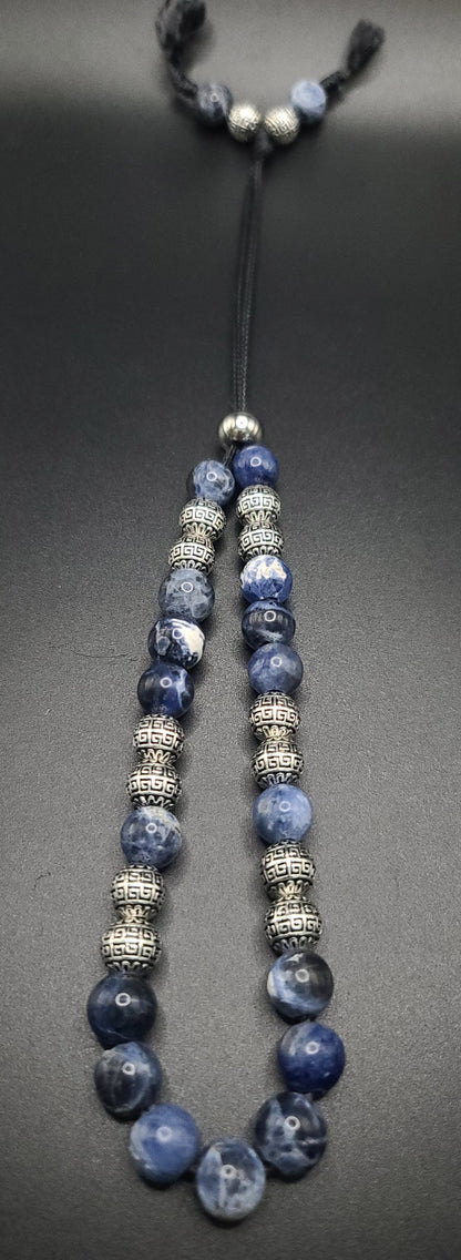 Sodalite and Greek Key Komboloi - Greek Worry Beads