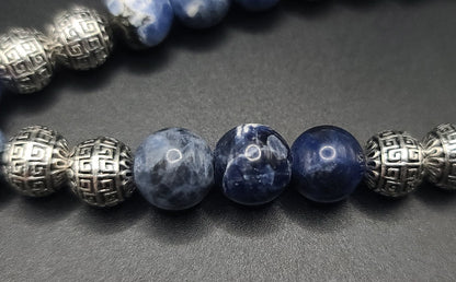 Sodalite and Greek Key Komboloi - Greek Worry Beads