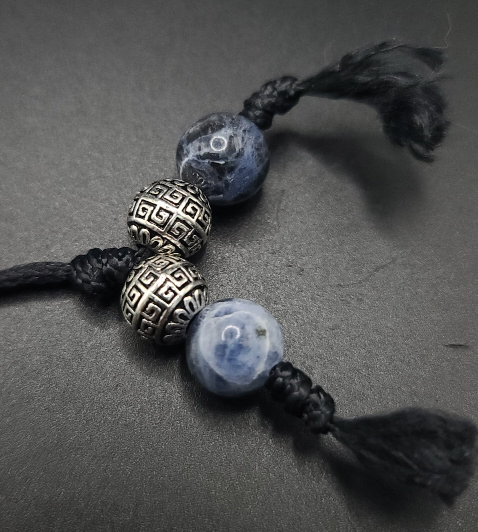 Sodalite and Greek Key Komboloi - Greek Worry Beads