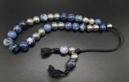 Sodalite and Greek Key Komboloi - Greek Worry Beads