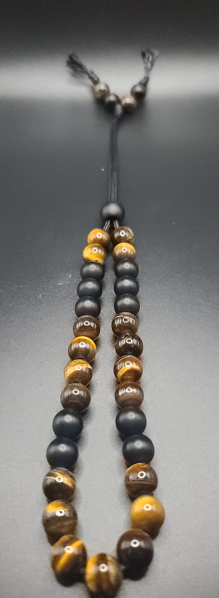 Matte Black Onyx & Tiger Eye Komboloi - Greek Worry Beads
