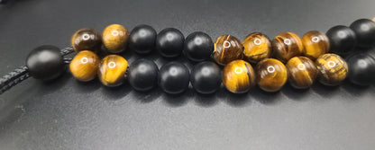 Matte Black Onyx & Tiger Eye Komboloi - Greek Worry Beads