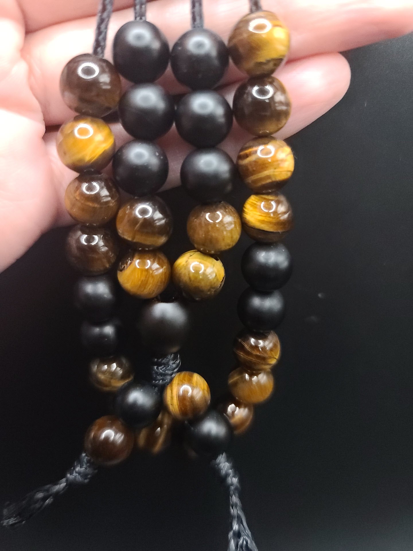 Matte Black Onyx & Tiger Eye Komboloi - Greek Worry Beads