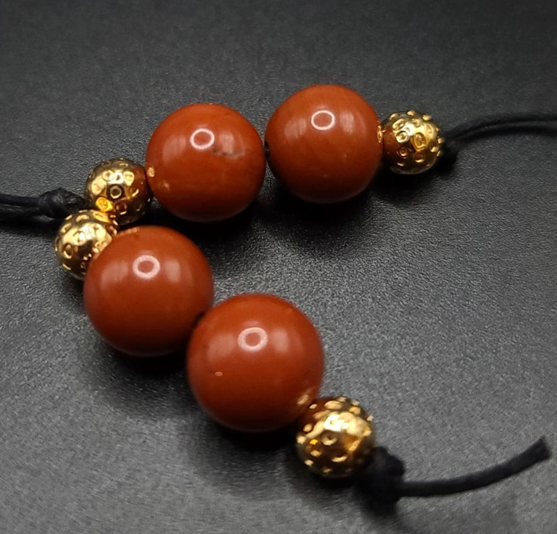 Red Jasper and Gold Filigree Komboloi - Greek Worry Beads