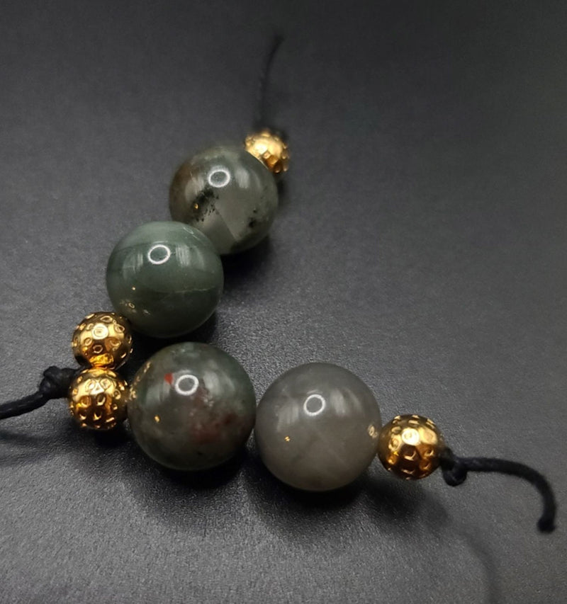 African Bloodstone and Gold Filigree Komboloi - Greek Worry Beads