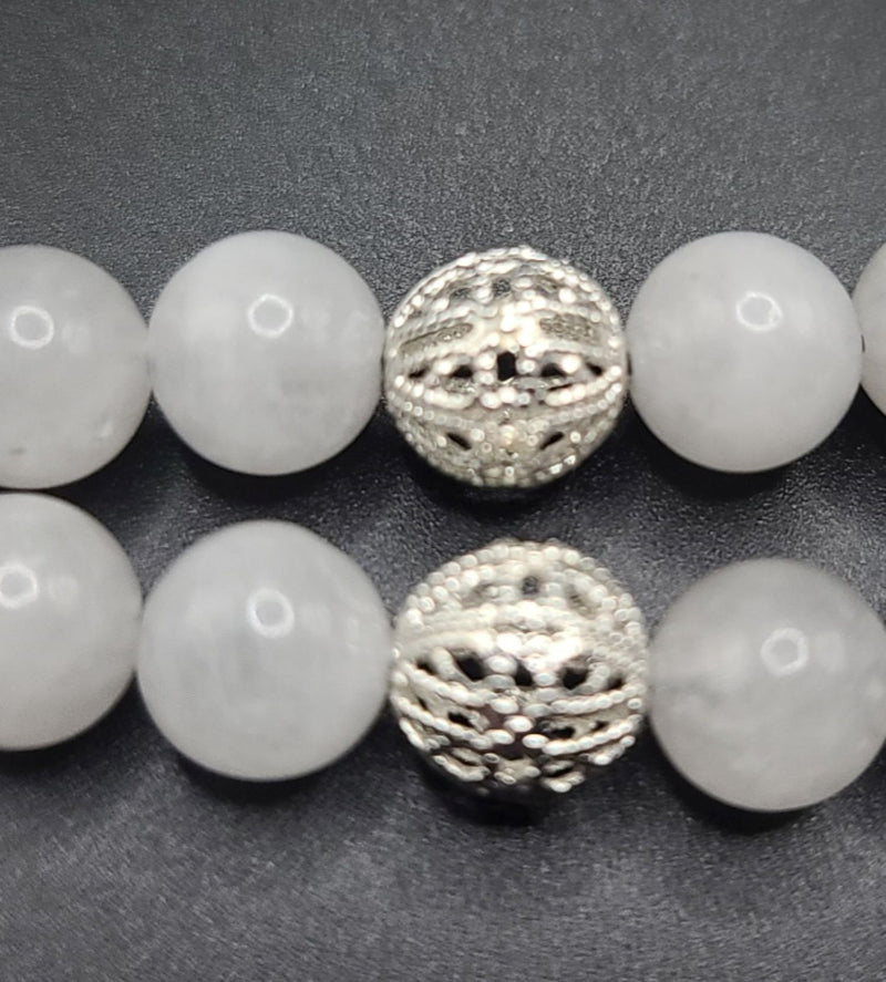 Snow Quartz and Silver Filigree Komboloi - Greek Worry Beads