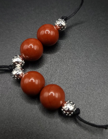 Red Jasper and Silver Filigree Komboloi - Greek Worry Beads