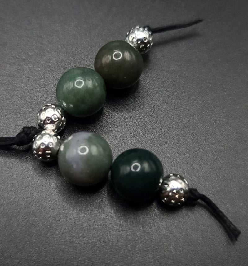 Moss Agate and Silver Filigree Komboloi - Greek Worry Beads