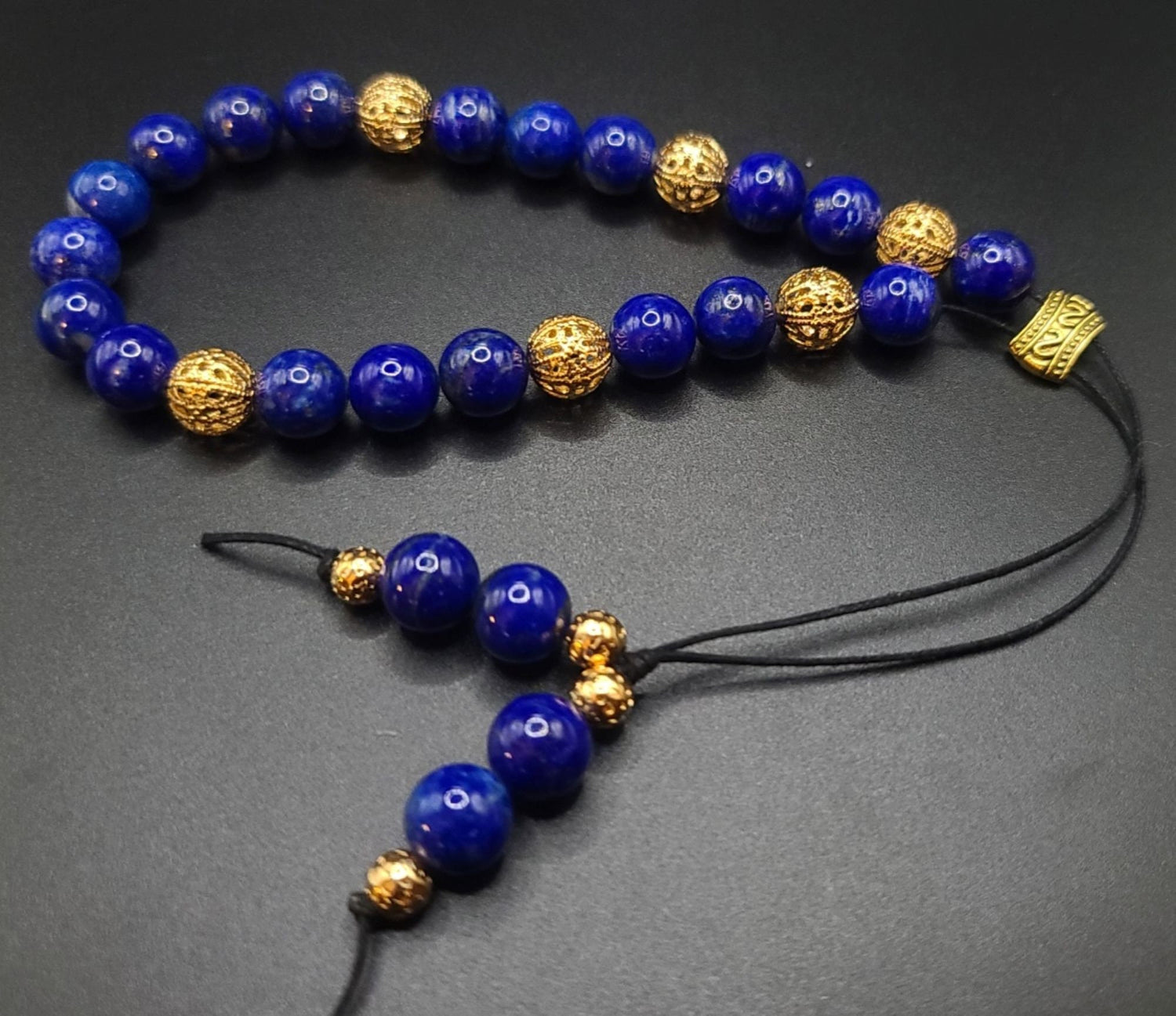 Lapis Lazuli and Gold Filigree Komboloi - Greek Worry Beads