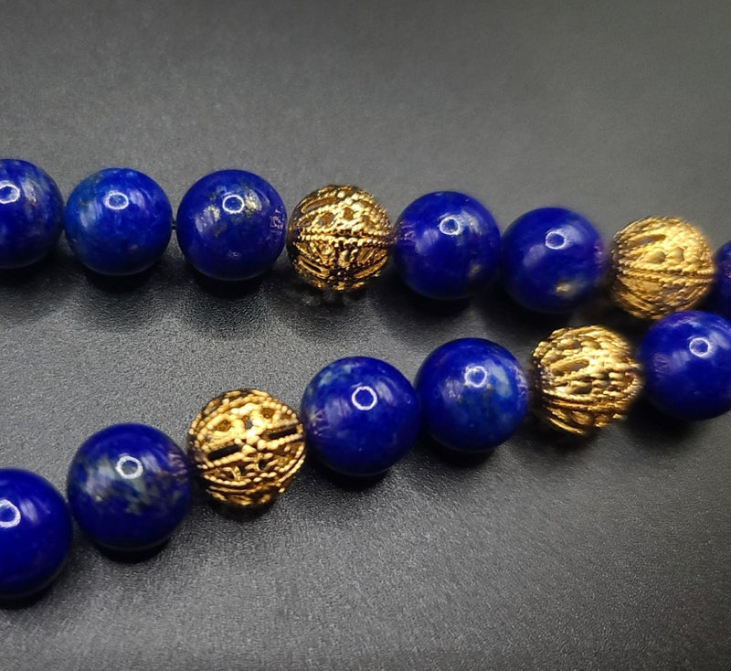 Lapis Lazuli and Gold Filigree Komboloi - Greek Worry Beads