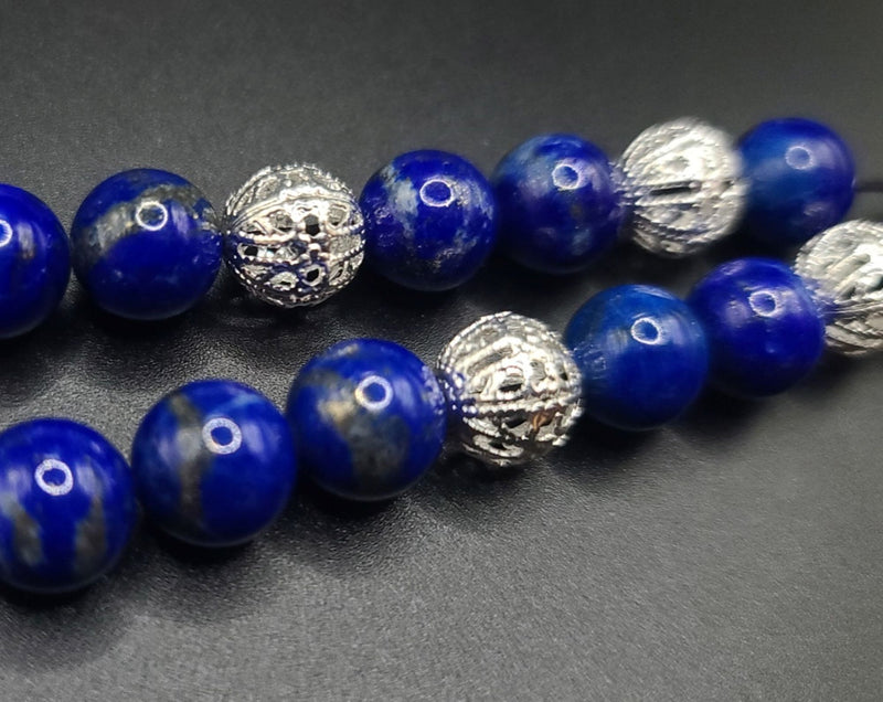 Lapis Lazuli and Silver Filigree Komboloi - Greek Worry Beads