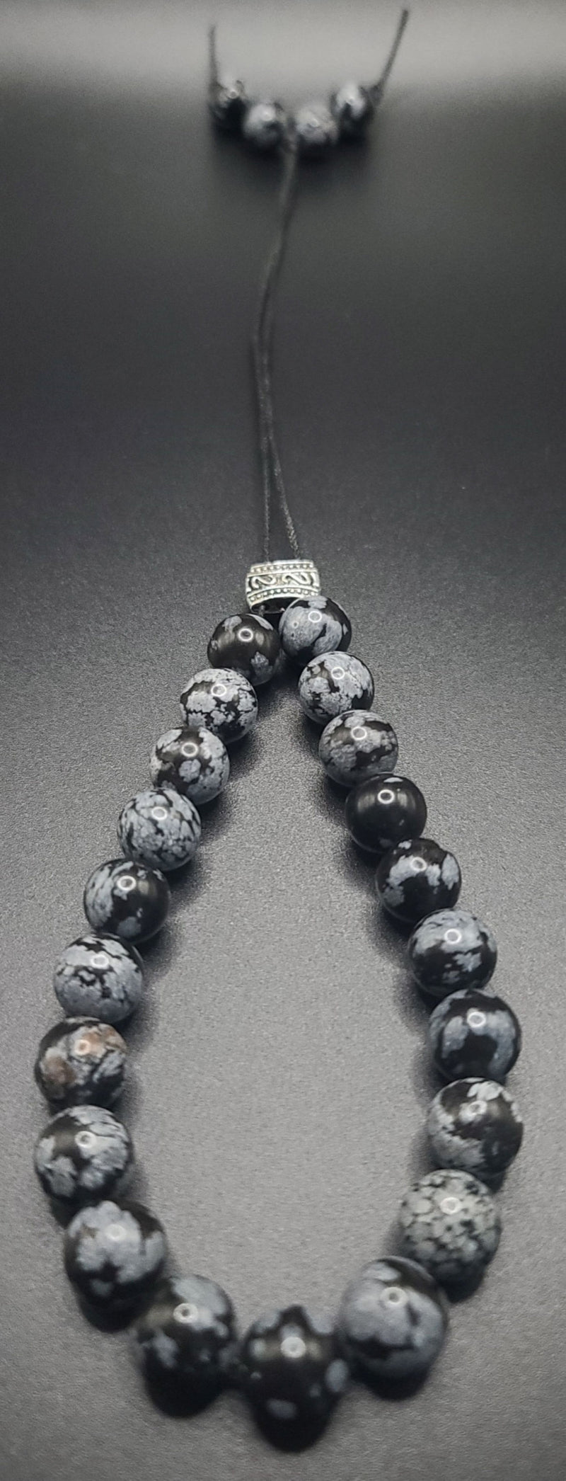 Snowflake Obsidian Komboloi - Greek Worry Beads