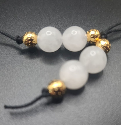 Snow Quartz and Gold Filigree Komboloi - Greek Worry Beads