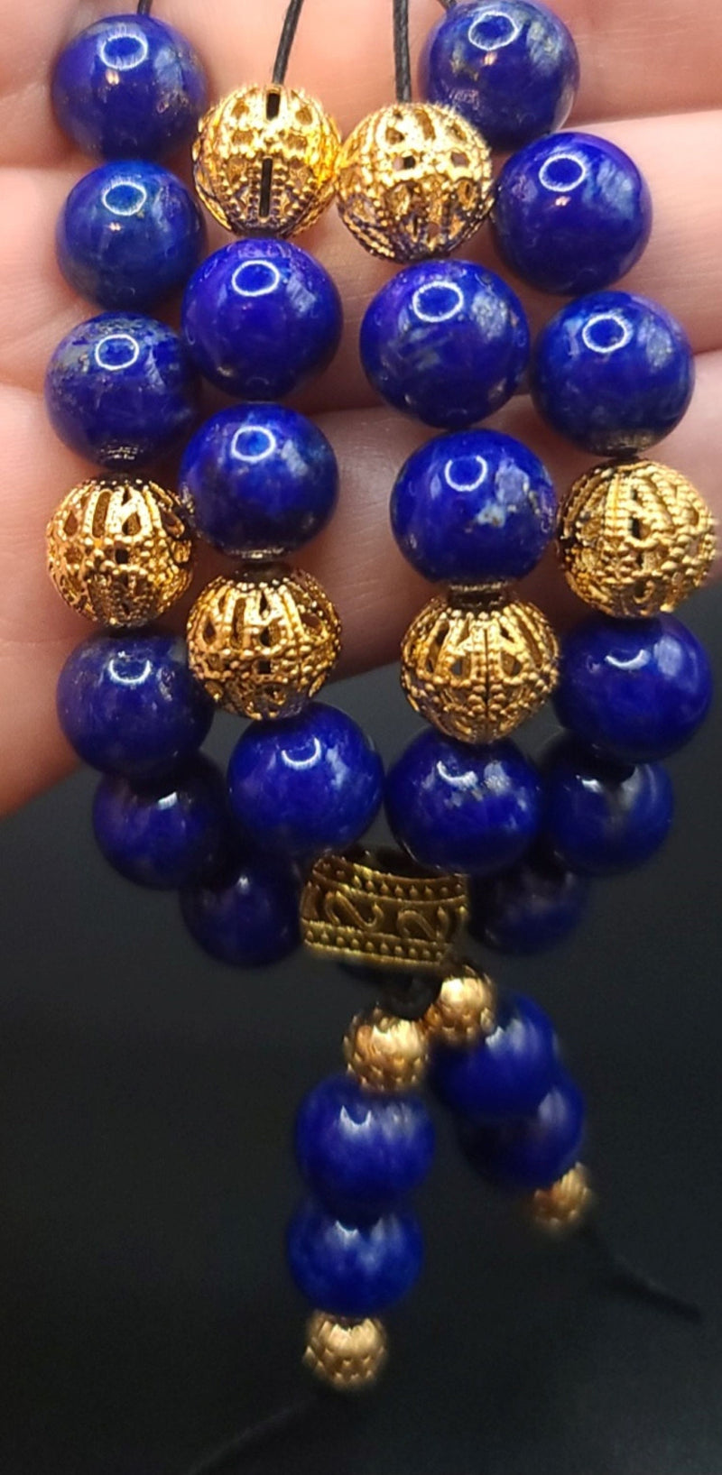 Lapis Lazuli and Gold Filigree Komboloi - Greek Worry Beads