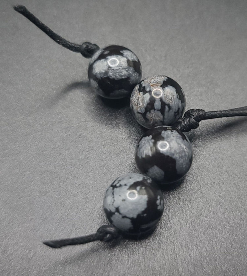 Snowflake Obsidian Komboloi - Greek Worry Beads