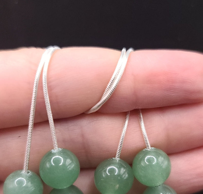 Aventurine on Sterling Silver Komboloi - Greek Worry Beads