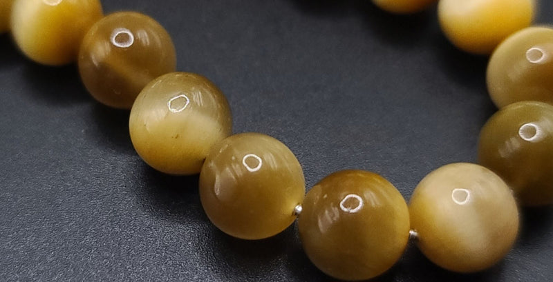 Honey Tiger Eye on Sterling Silver Komboloi - Greek Worry Beads