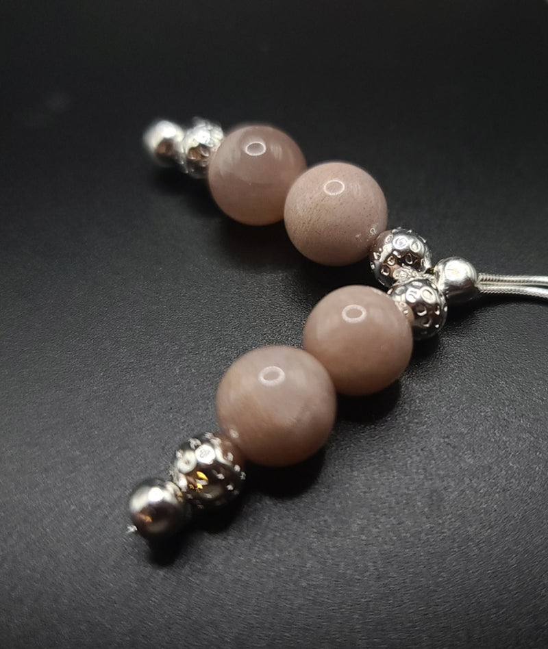 Pink Moonstone on Sterling Silver Komboloi - Greek Worry Beads