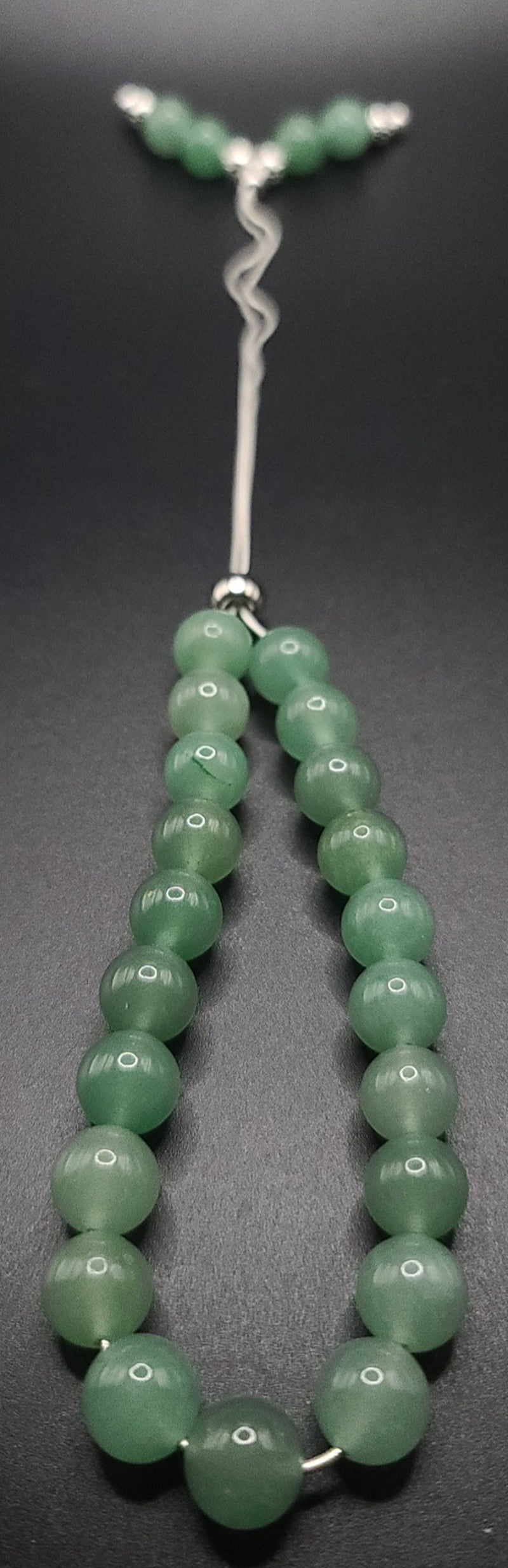 Aventurine on Sterling Silver Komboloi - Greek Worry Beads