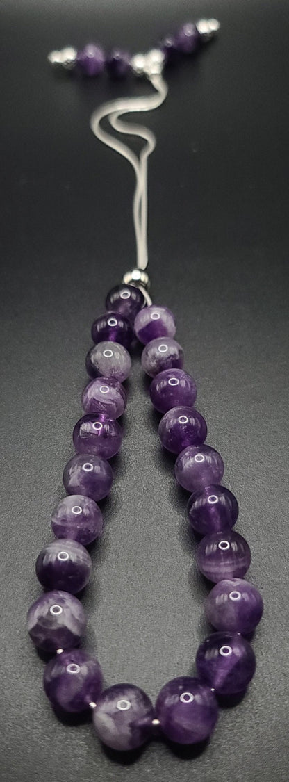 Amethyst on Sterling Silver Komboloi - Greek Worry Beads