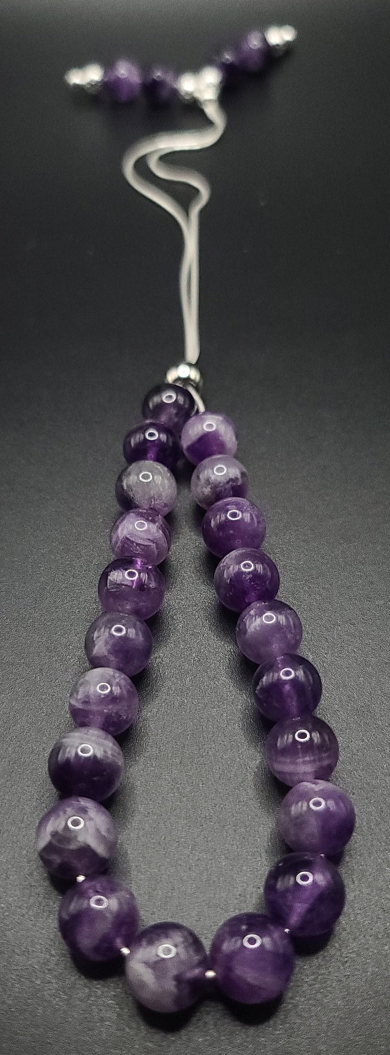 Amethyst on Sterling Silver Komboloi - Greek Worry Beads