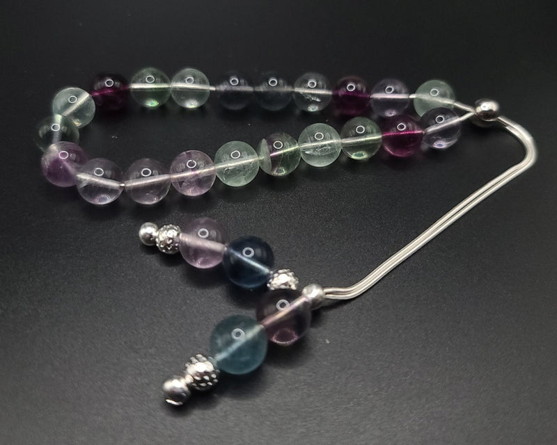 Fluorite on Sterling Silver Komboloi - Greek Worry Beads