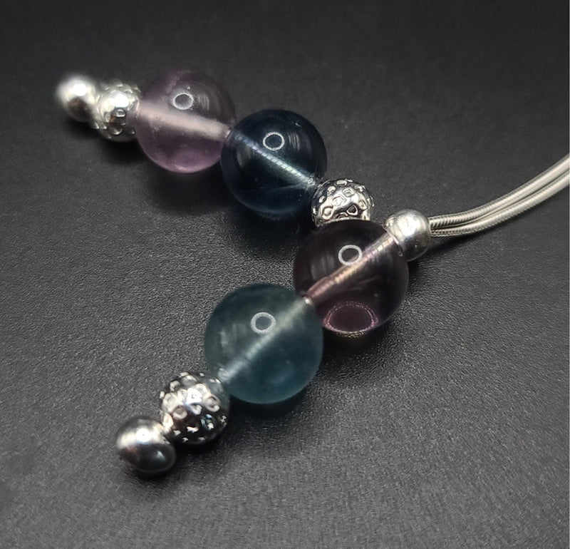 Fluorite on Sterling Silver Komboloi - Greek Worry Beads