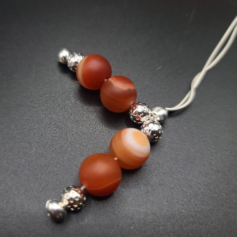 Red Sardonyx on Sterling Silver Komboloi - Greek Worry Beads