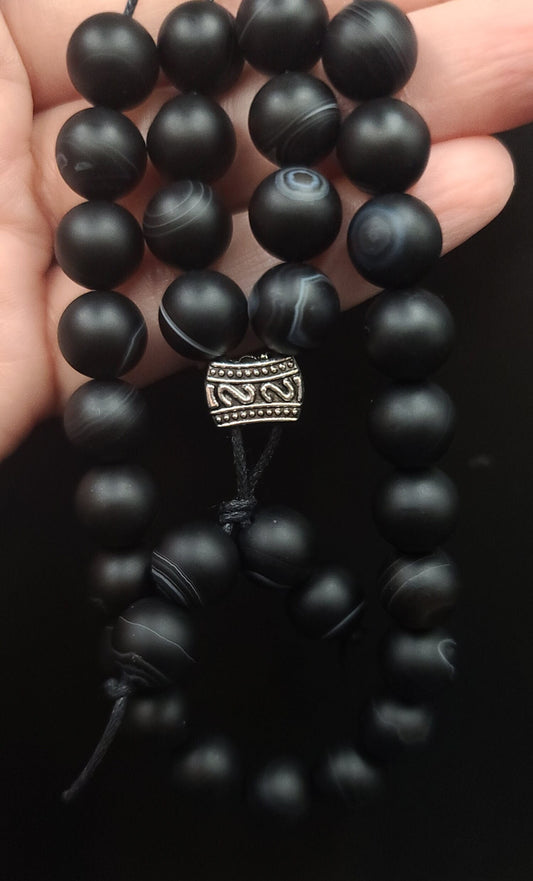 Black Sardonyx Komboloi - Greek Worry Beads